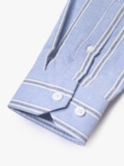 Áo Sơ Mi Sọc Thêu Logo Ngựa Form Regular SM202 Màu Sọc Xanh Biển