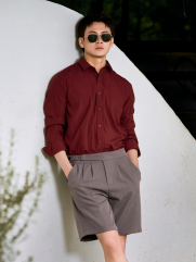 Quần Short Sidetab Trơn Form Straight QS083 Màu Xám