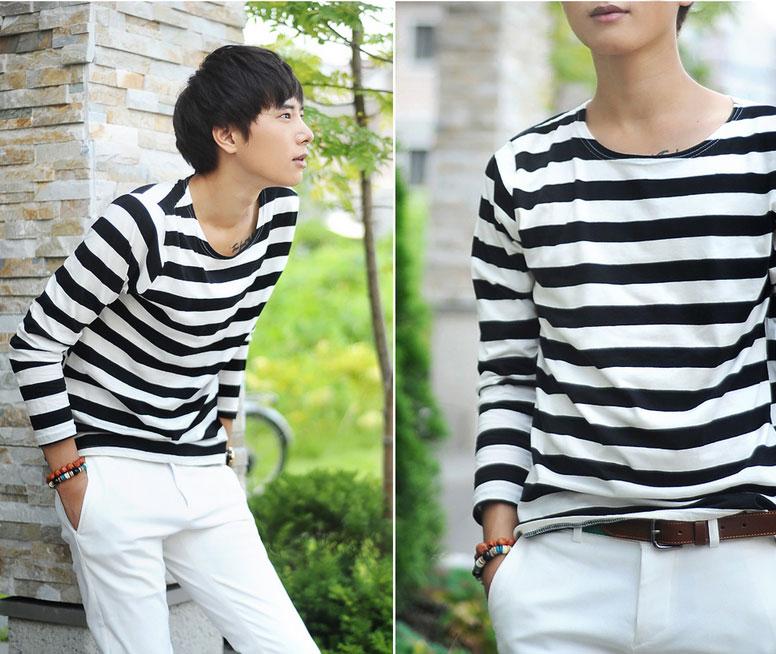 Cách mặc áo thun nam kẻ sọc đẹp, thời trang