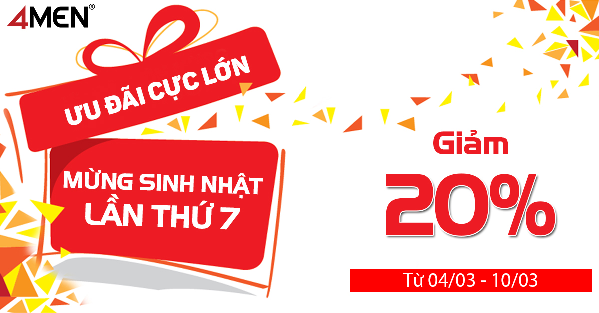 Giảm giá thời trang nam mừng Sinh Nhật 4MEN 7 Tuổi
