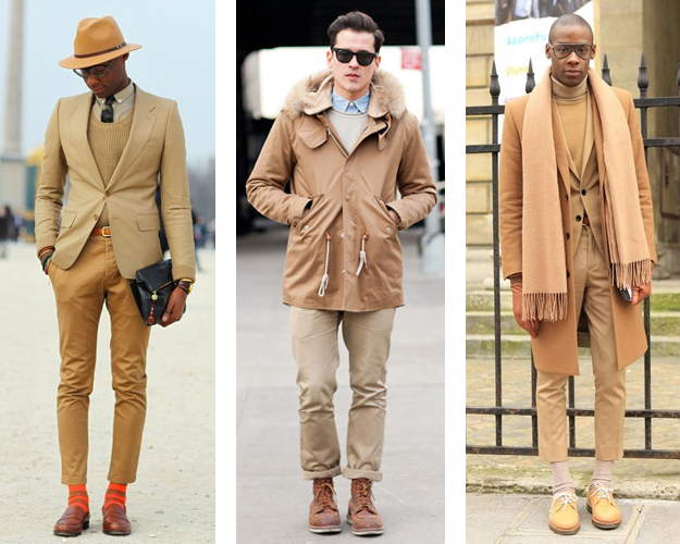 Diện thời trang nam thu đông cùng màu camel