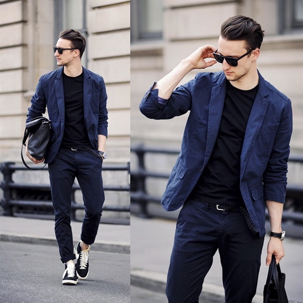 Cách mix đồ nam với vest xanh đen và xanh đậm