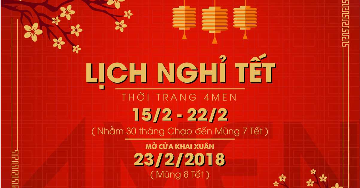 THÔNG BÁO LỊCH NGHỈ TẾT NGUYÊN ĐÁN 2018