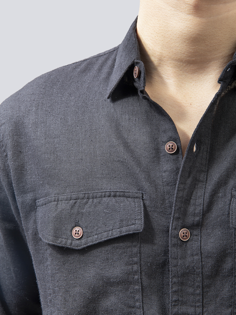 Áo Sơ Mi Linen ASM1269 Màu Đen