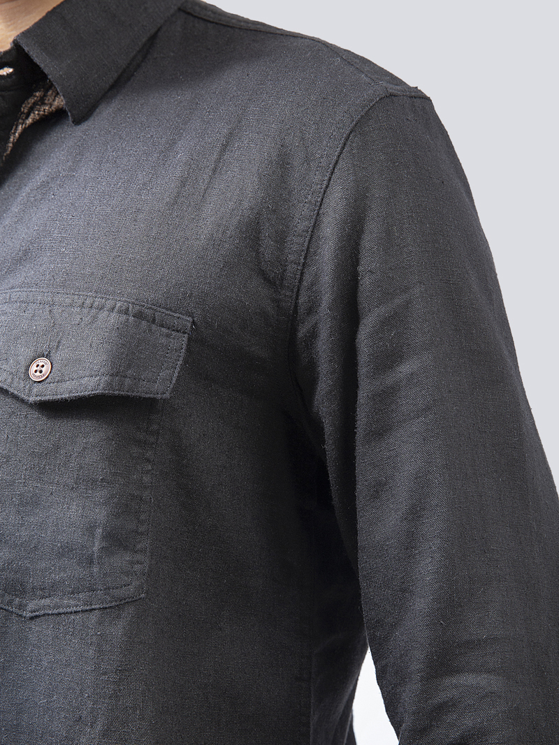 Áo Sơ Mi Linen ASM1269 Màu Đen