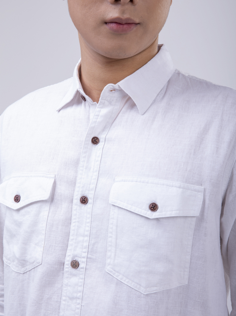 Áo Sơ Mi Linen ASM1269 Màu Trắng