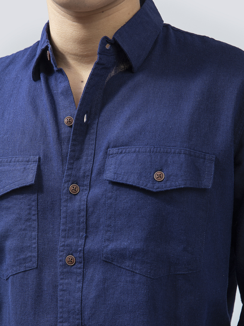 Áo Sơ Mi Linen ASM1269 Màu Xanh Đen