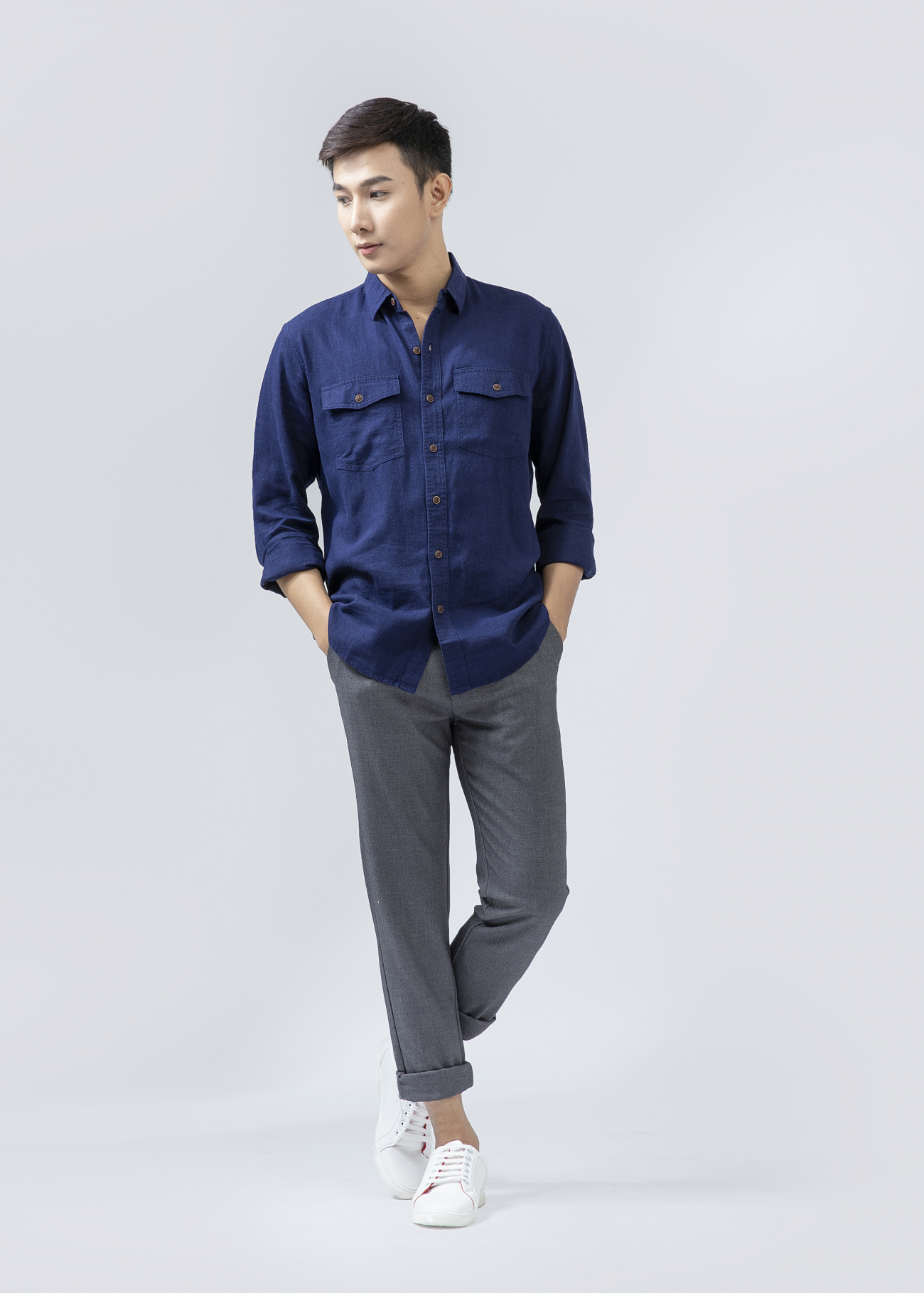 Áo Sơ Mi Linen ASM1269 Màu Xanh Đen