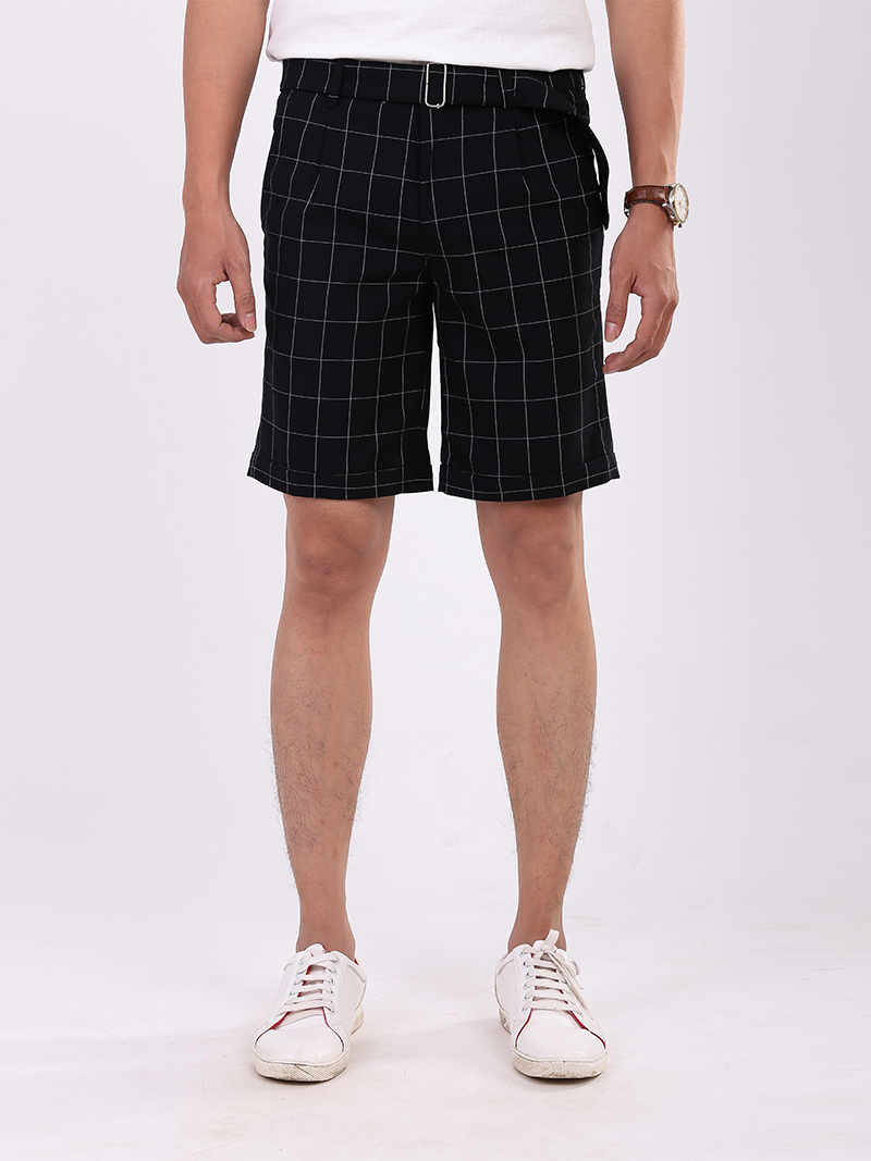 Quần Short Caro Dây Thắt Lưng Caro QS199 Màu Đen