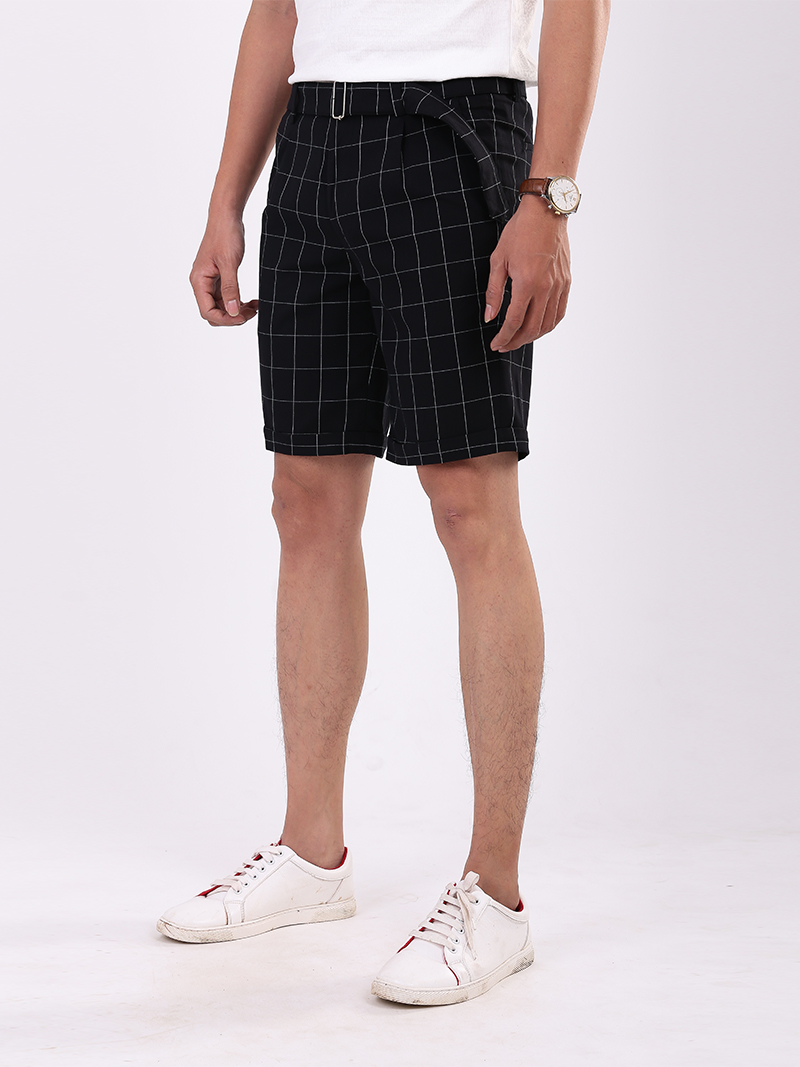 Quần Short Caro Dây Thắt Lưng Caro QS199 Màu Đen