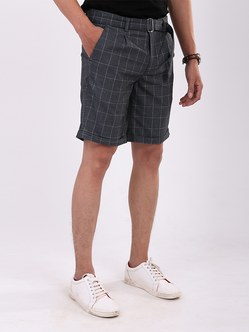 Quần Short Caro Dây Thắt Lưng Caro QS199 Màu Xám