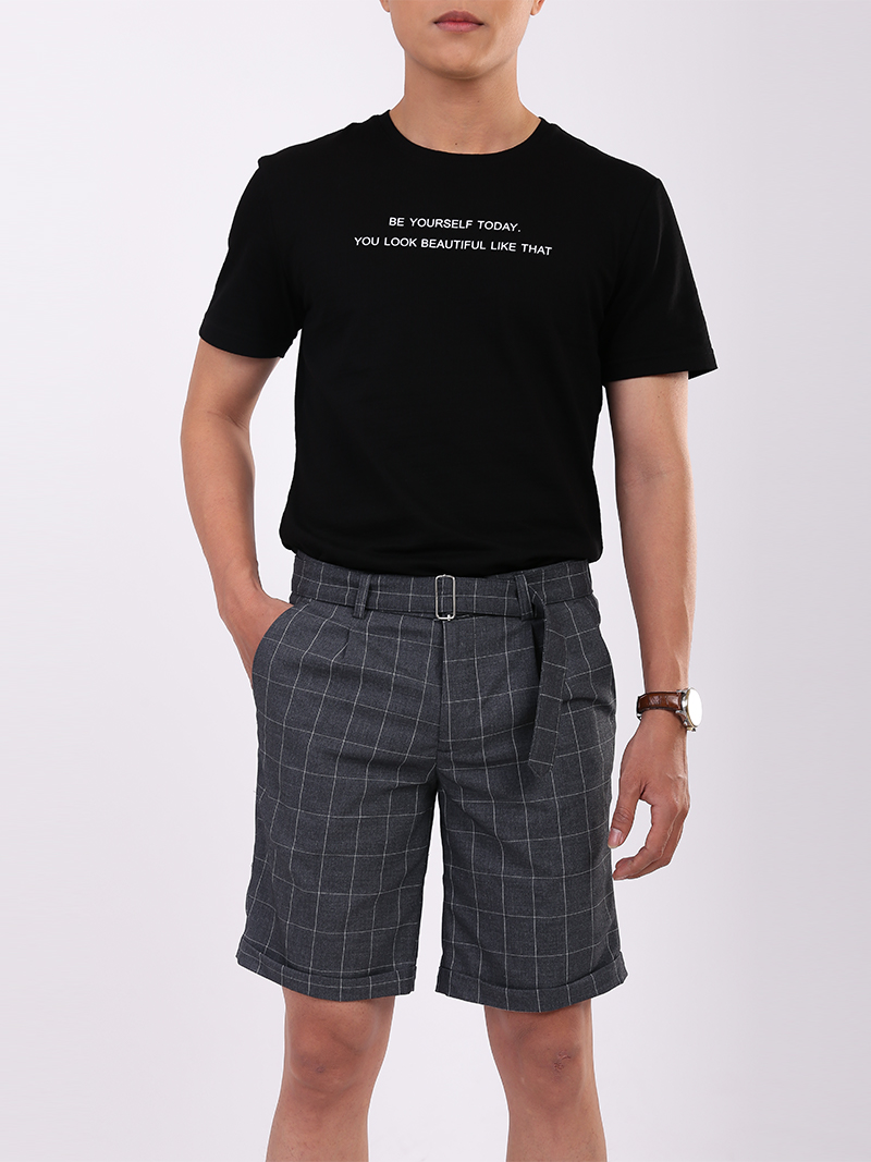 Quần Short Caro Dây Thắt Lưng Caro QS199 Màu Xám