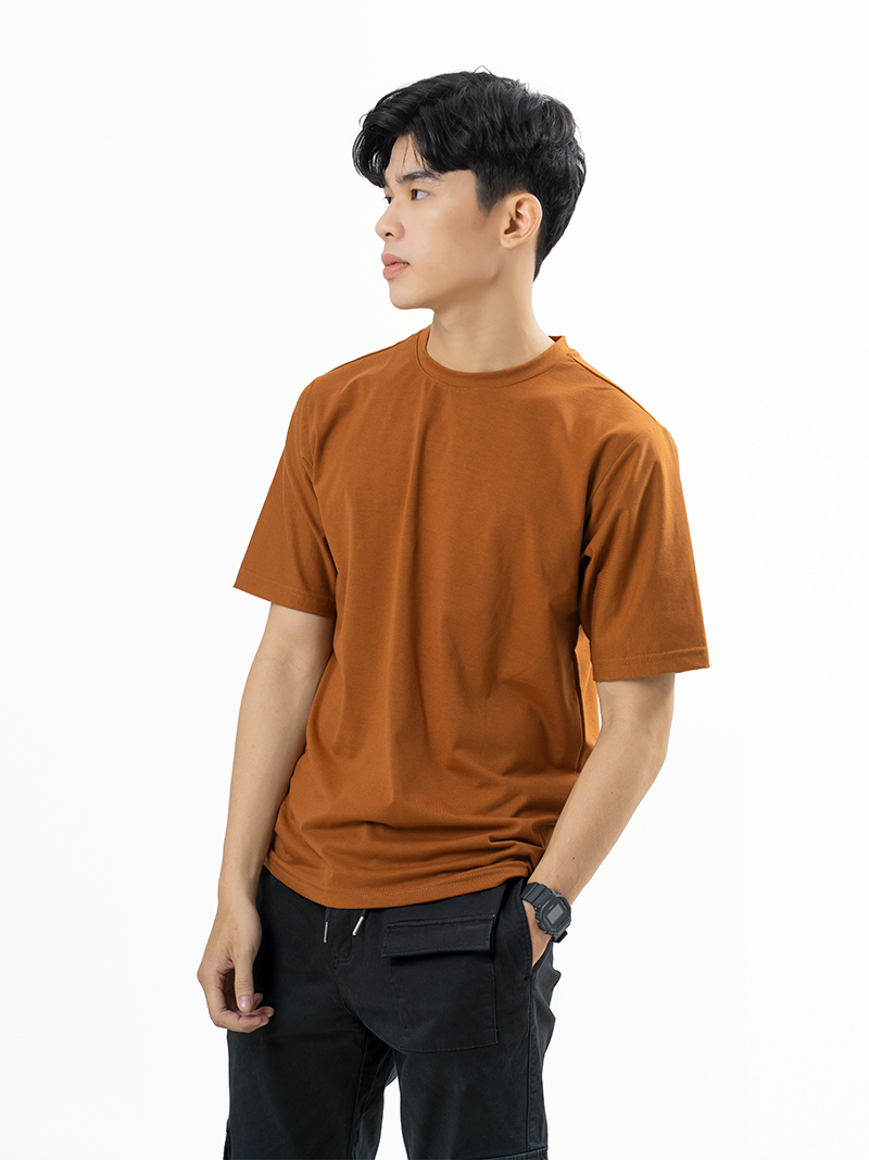 Áo Thun Trơn Căn Bản Form Regular AT017 Màu Bò