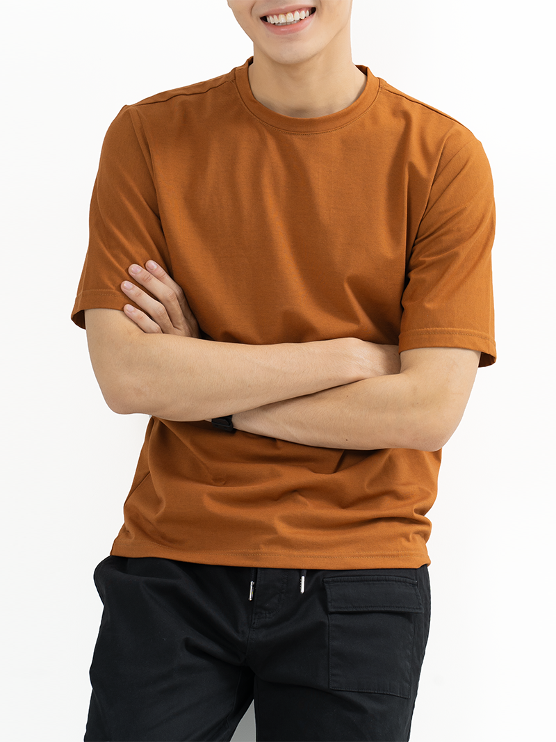 Áo Thun Trơn Căn Bản Form Regular AT017 Màu Bò