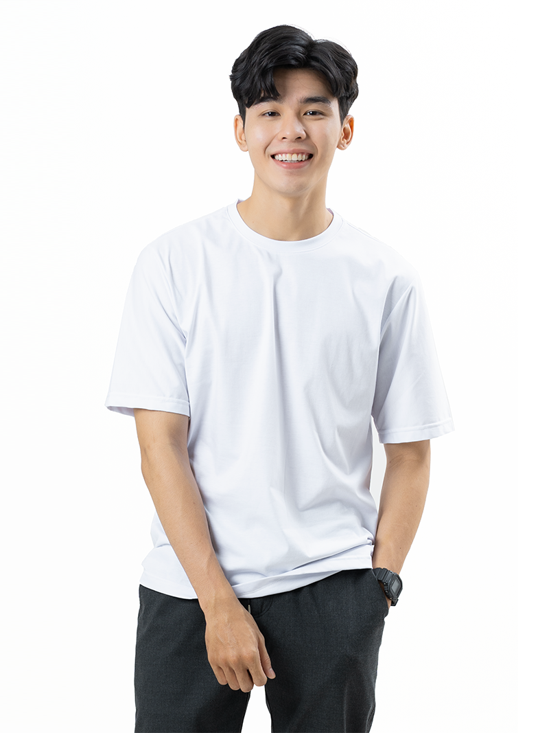 Áo Thun Trơn Căn Bản Form Regular AT017 Màu Trắng