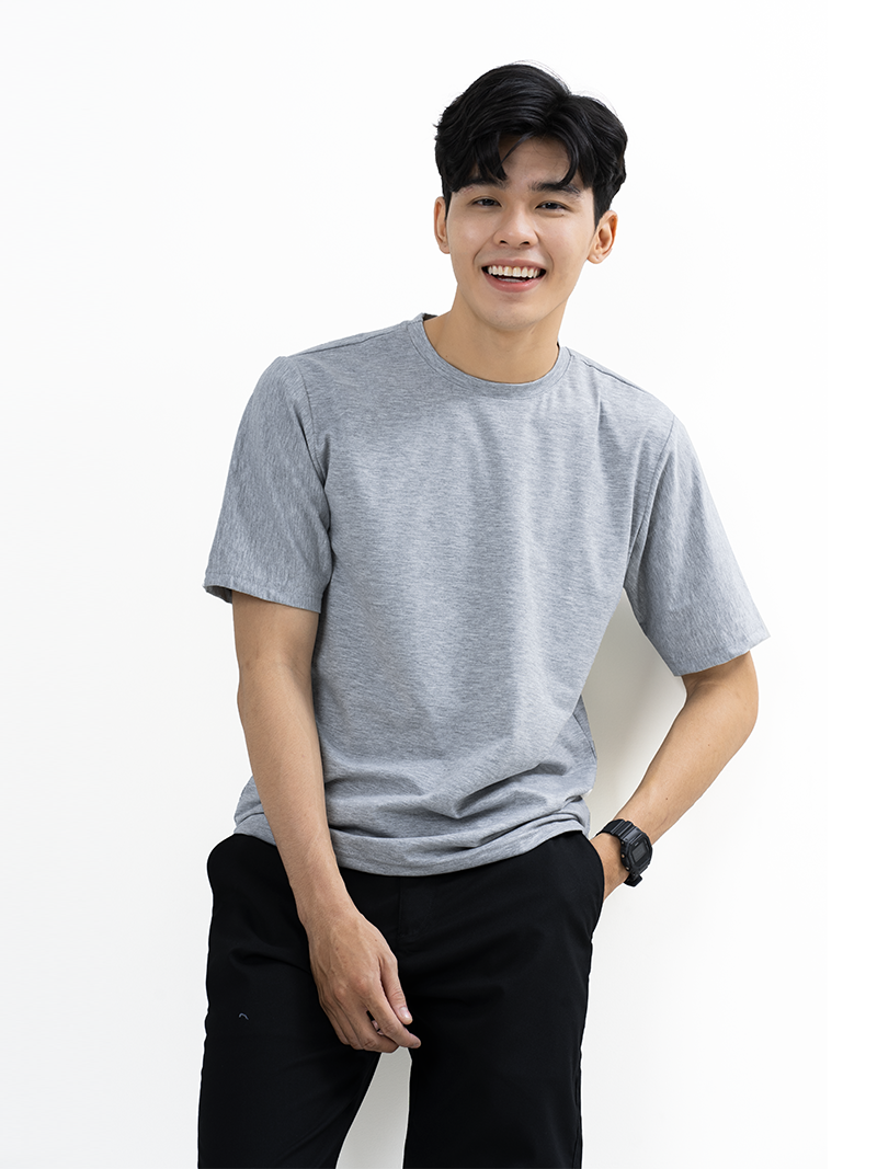 Áo Thun Trơn Căn Bản Form Regular AT017 Màu Xám