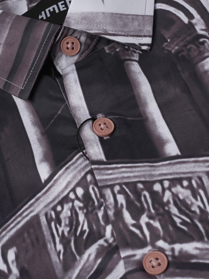 Áo Sơ Mi In Họa Tiết SM084 Màu Đen