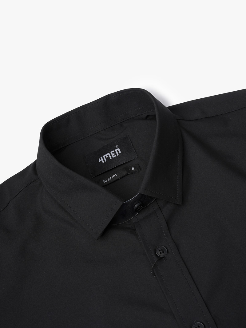 Áo Sơ Mi Trơn Vải Modal Ít Nhăn Form Slimfit SM079 Màu Đen