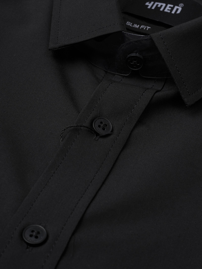 Áo Sơ Mi Trơn Vải Modal Ít Nhăn Form Slimfit SM079 Màu Đen