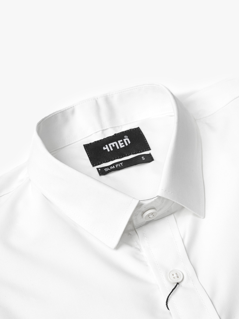Áo Sơ Mi Trơn Vải Modal Ít Nhăn Form Slimfit SM079 Màu Trắng