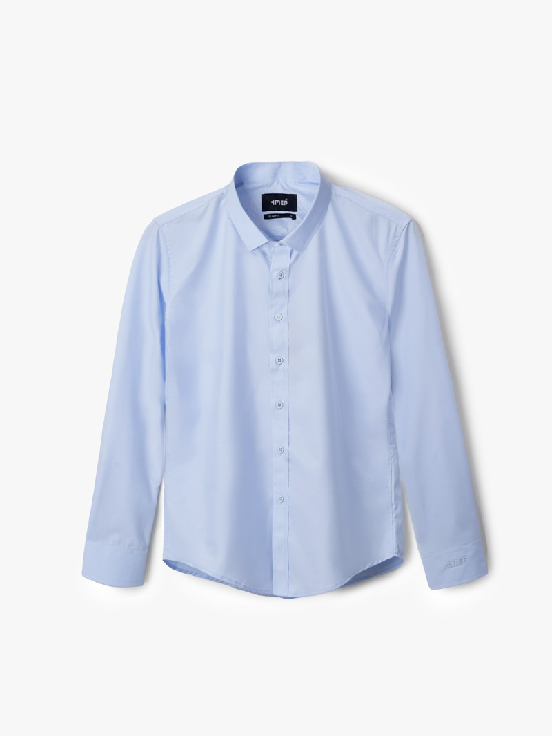 Áo Sơ Mi Trơn Vải Modal Ít Nhăn Form Slimfit SM079 Màu Xanh Biển