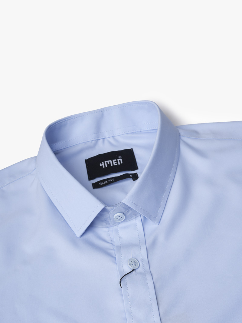 Áo Sơ Mi Trơn Vải Modal Ít Nhăn Form Slimfit SM079 Màu Xanh Biển