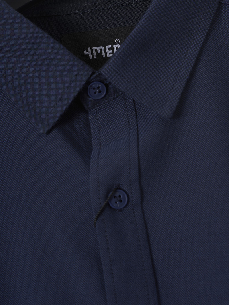 Áo Sơ Mi Oxford Thêu Logo 4M ASM085 Màu Xanh Đá