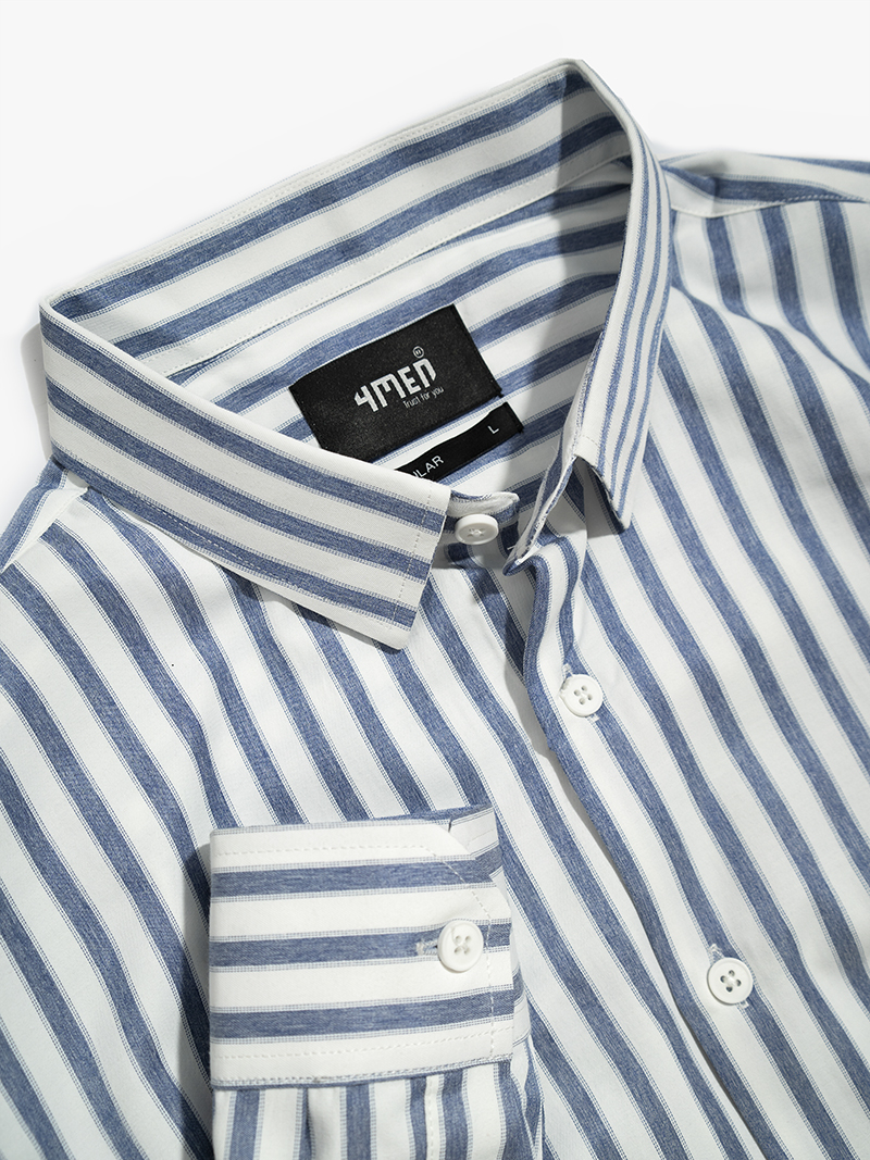 Áo Sơ Mi Sọc SM067 Màu Xanh Đen