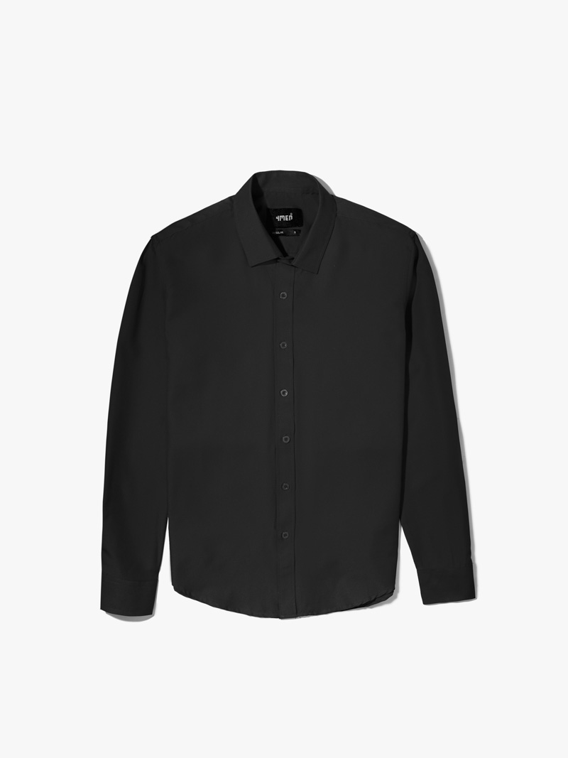 Áo Sơ Mi Trơn Tay Dài SM088 Màu Đen