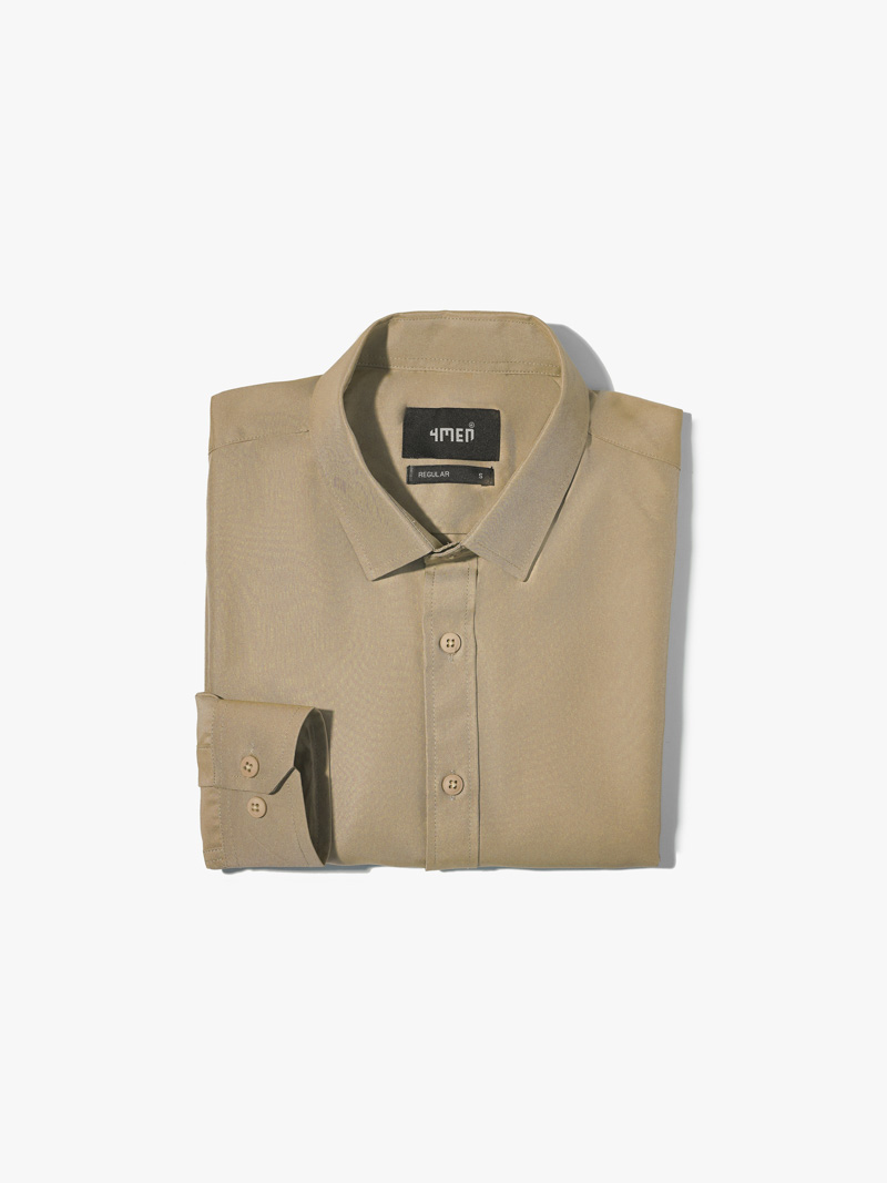 Áo Sơ Mi Trơn Tay Dài SM088 Màu Be