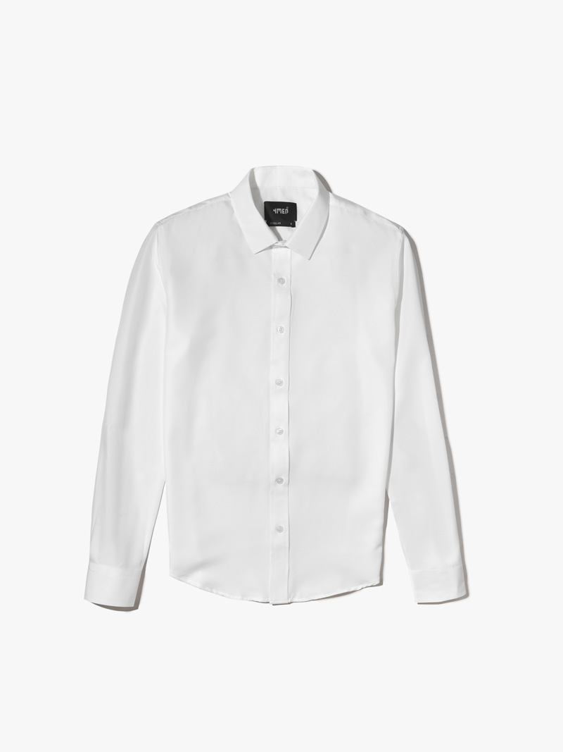 Áo Sơ Mi Trơn Tay Dài SM088 Màu Trắng Kem