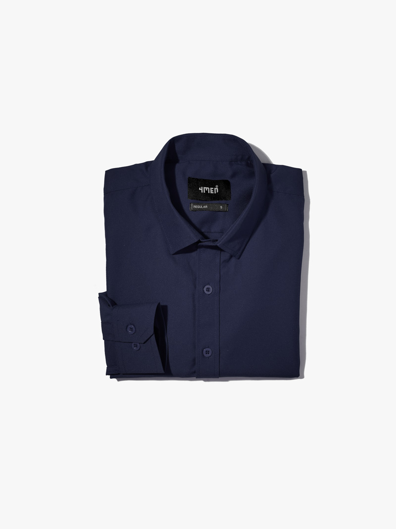 Áo Sơ Mi Trơn Tay Dài SM088 Màu Xanh Đen