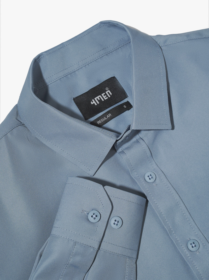 Áo Sơ Mi Trơn Tay Dài SM088 Màu Xanh Đá