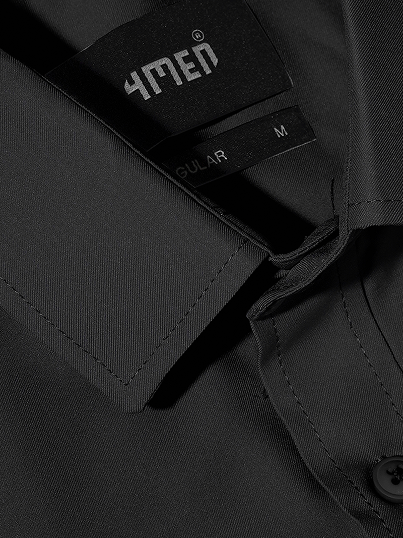 Áo Sơ Mi Tay Ngắn Trơn SM087 Màu Đen