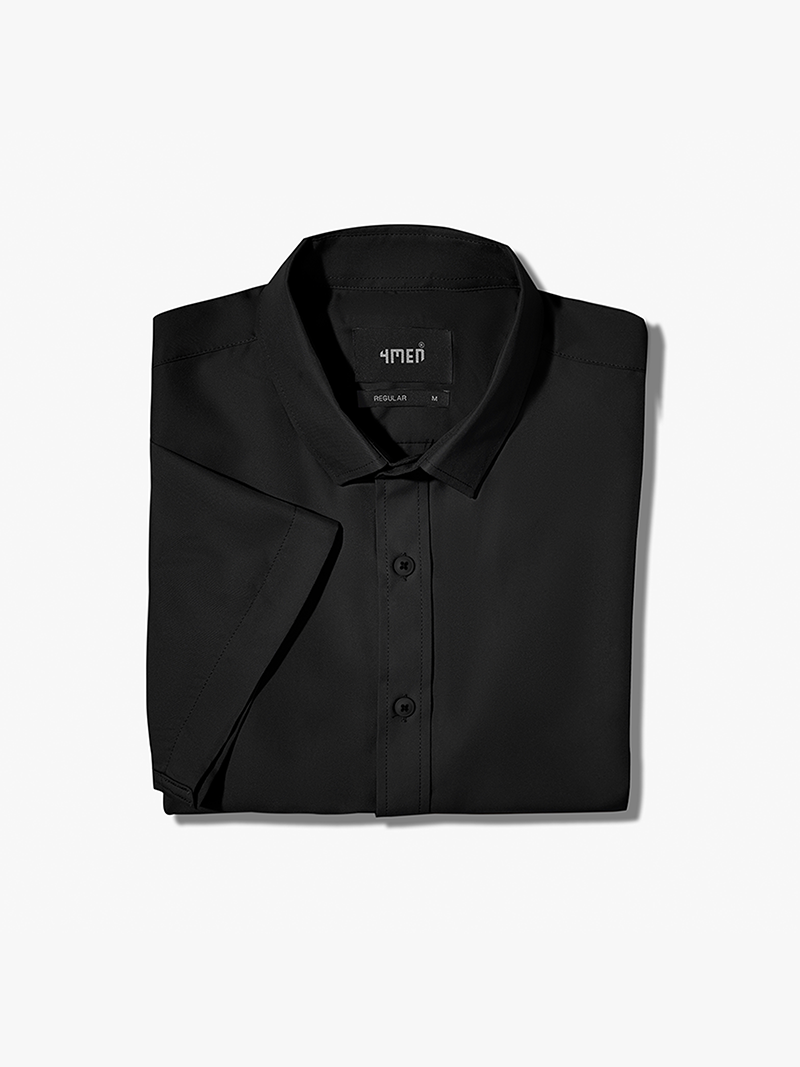 Áo Sơ Mi Tay Ngắn Trơn SM087 Màu Đen
