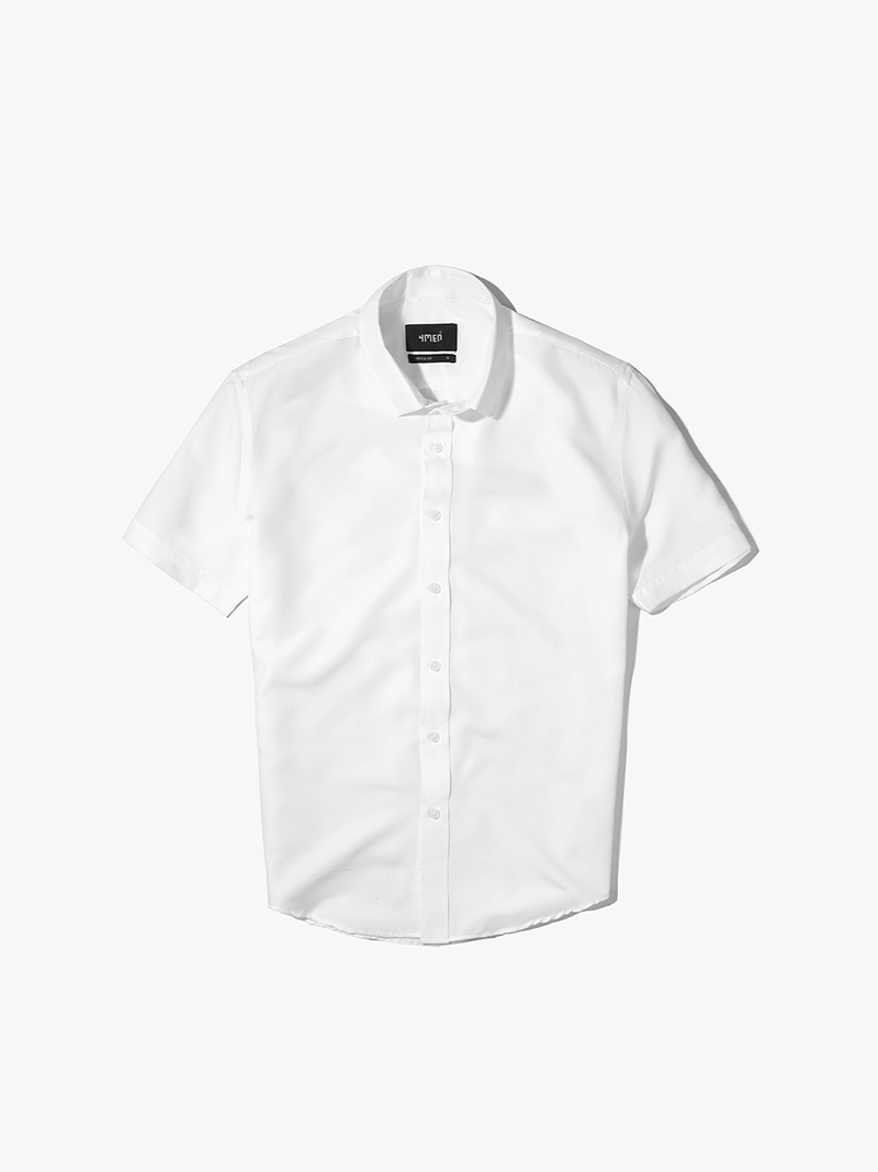 Áo Sơ Mi Tay Ngắn Trơn SM087 Màu Trắng Kem