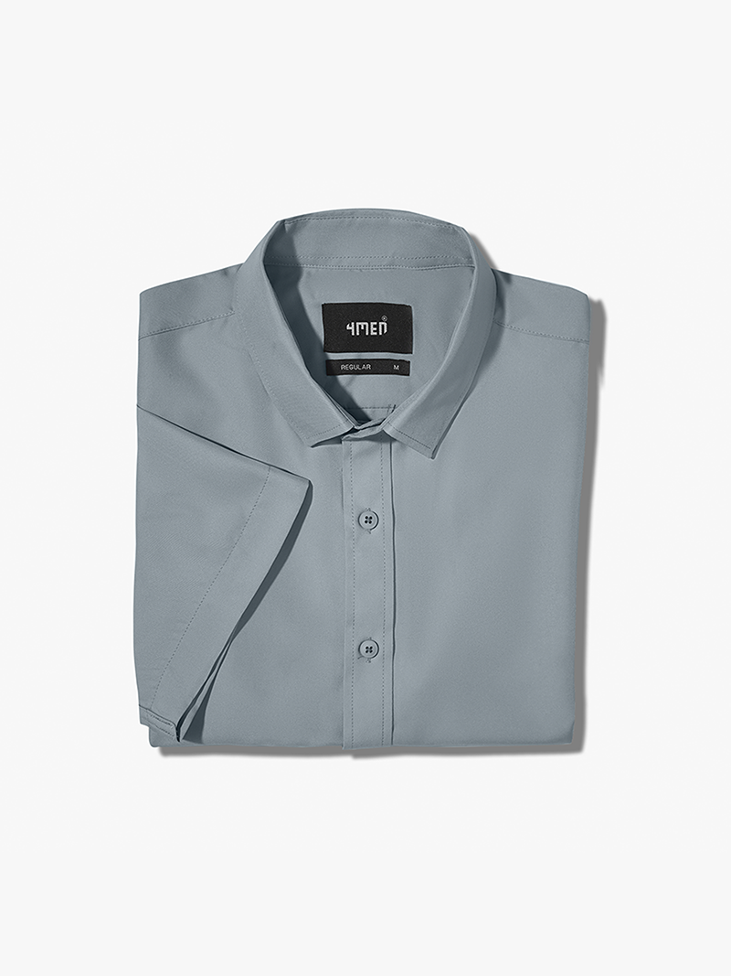 Áo Sơ Mi Tay Ngắn Trơn SM087 Màu Xám