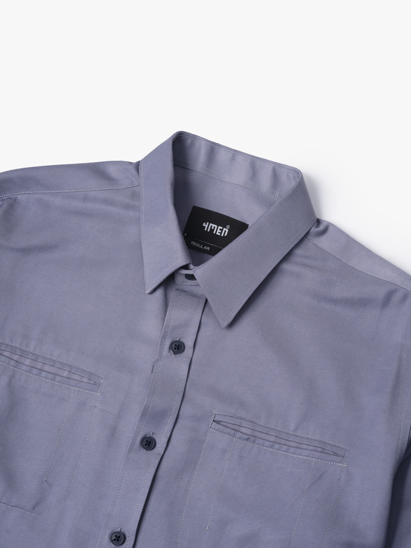 Áo Sơ Mi Regular Túi Mổ SM117 Màu Xanh