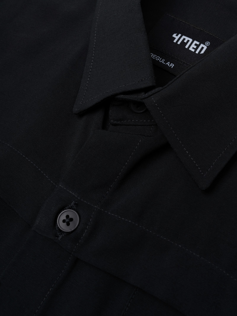 Áo Sơ Mi Regular Gập Viền SM119 Màu Đen