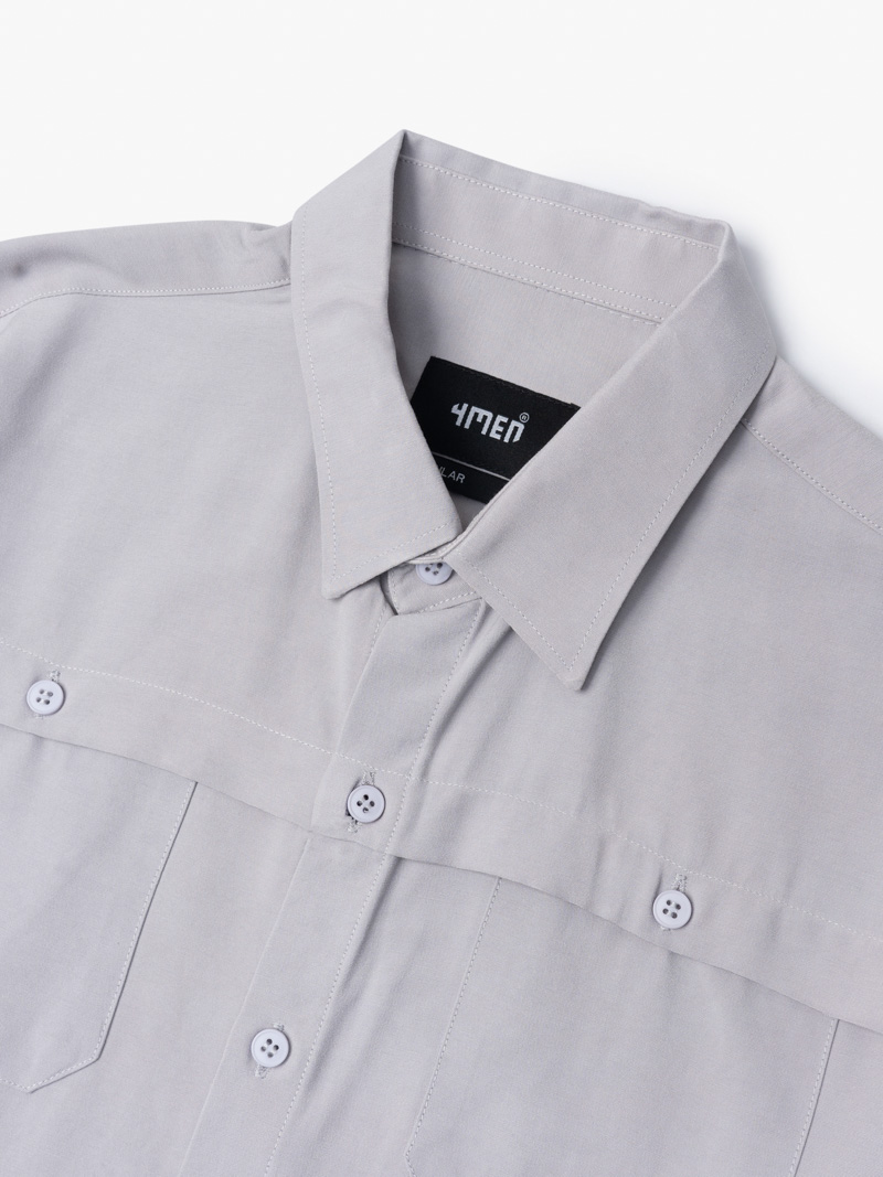 Áo Sơ Mi Regular Gập Viền SM119 Màu Xám