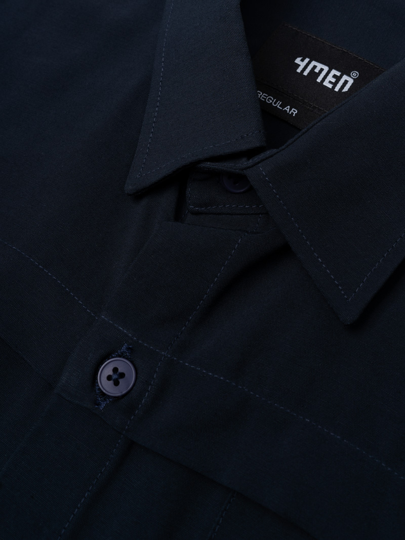 Áo Sơ Mi Regular Gập Viền SM119 Màu Xanh Đen
