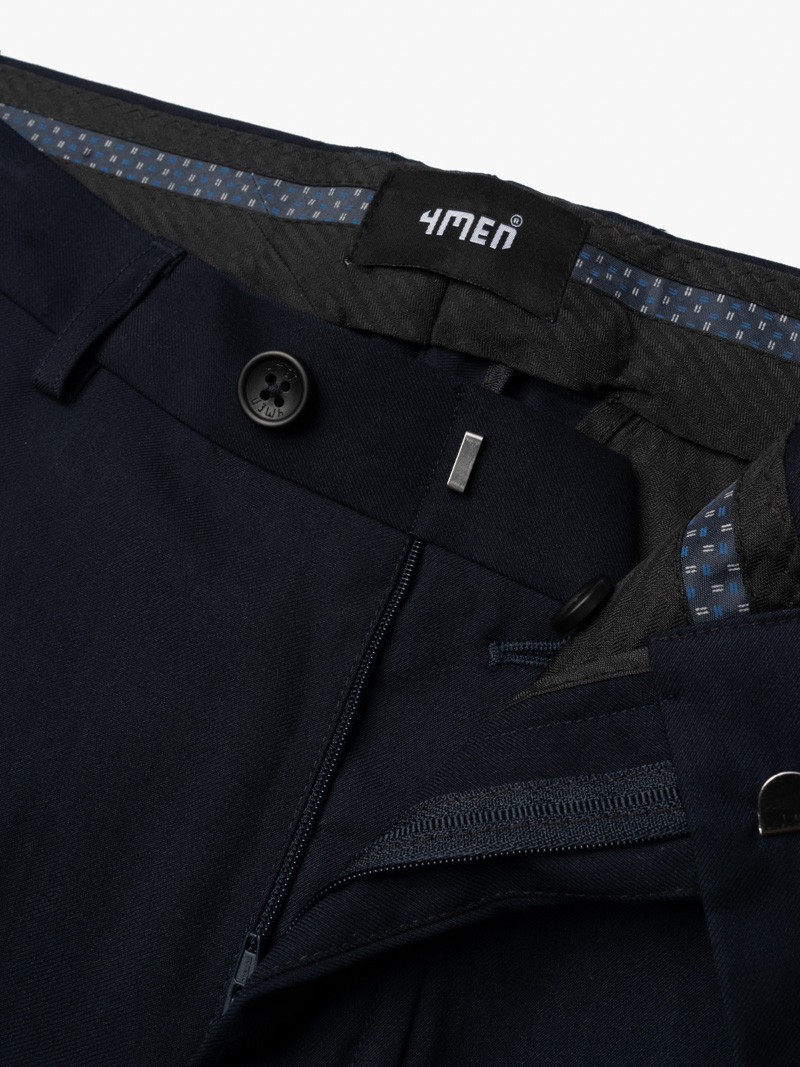 Quần Tây Trơn Vải Rayon Ít Nhăn Thêu 4MEN Premium Form Slimfit QT031 Màu Xanh Đen