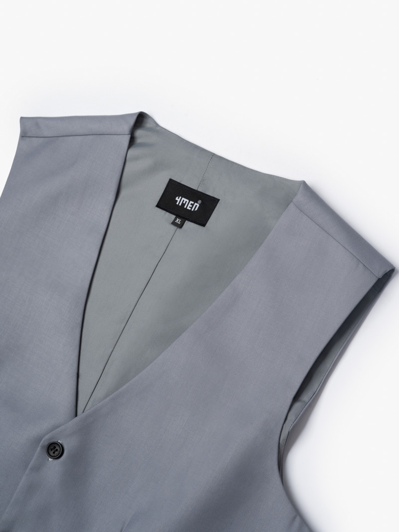 Áo Gile Trơn 4 Nút Form Slimfit AG036 Màu Xám Trắng