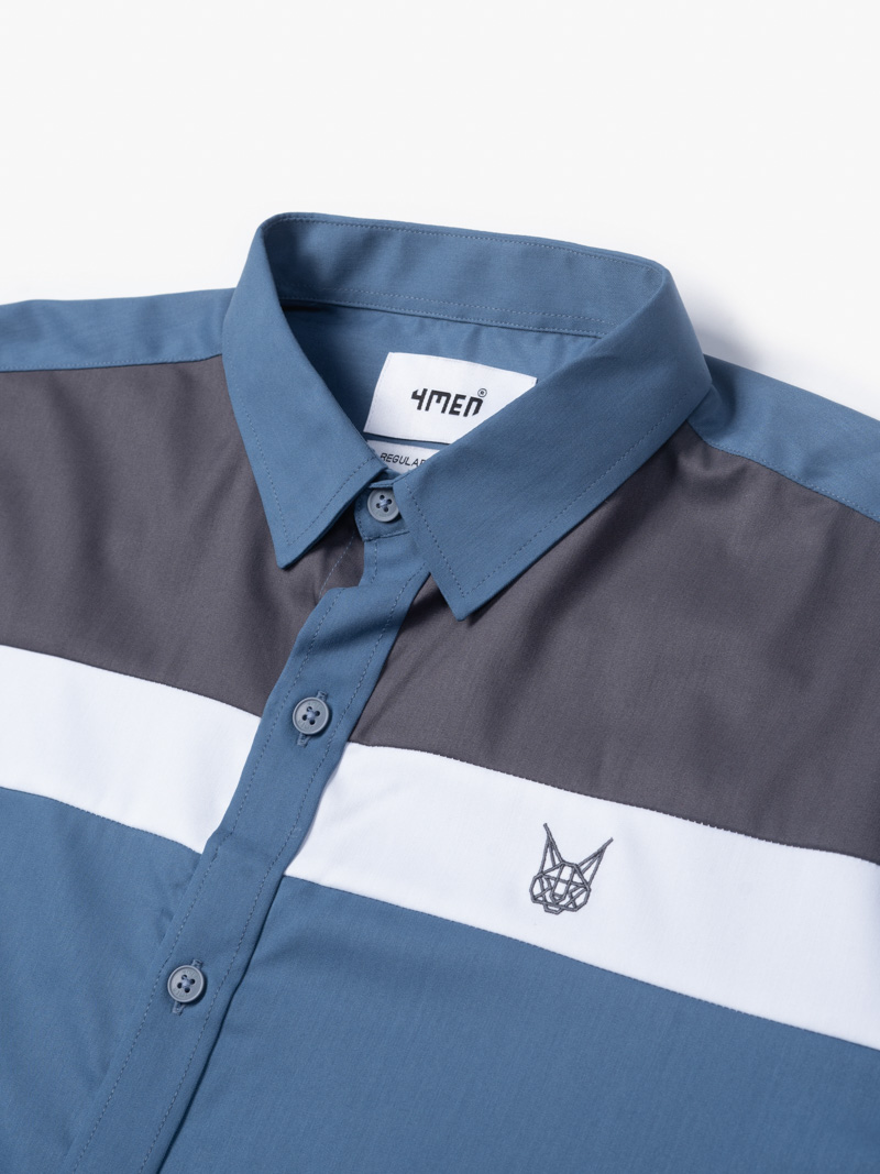 Áo Sơ Mi Regular Phối Màu SM129 Màu Xanh