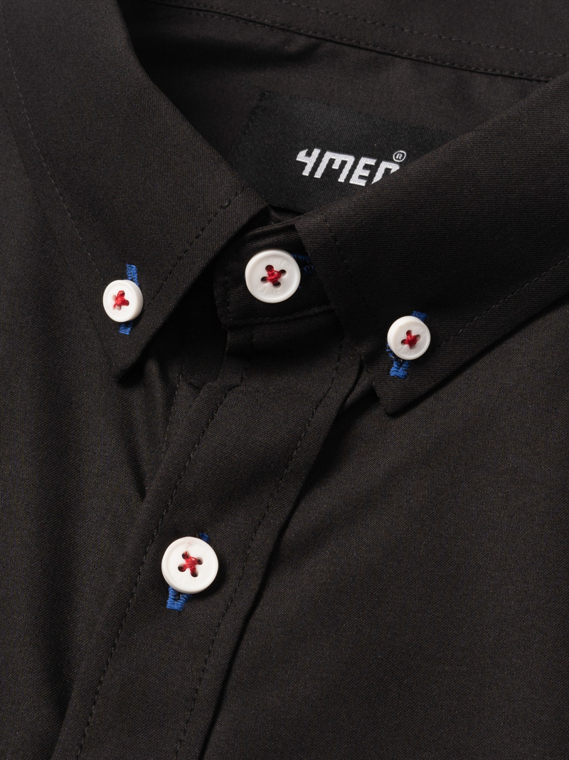 Áo Sơ Mi Slimfit Khuy Nổi SM130 Màu Đen