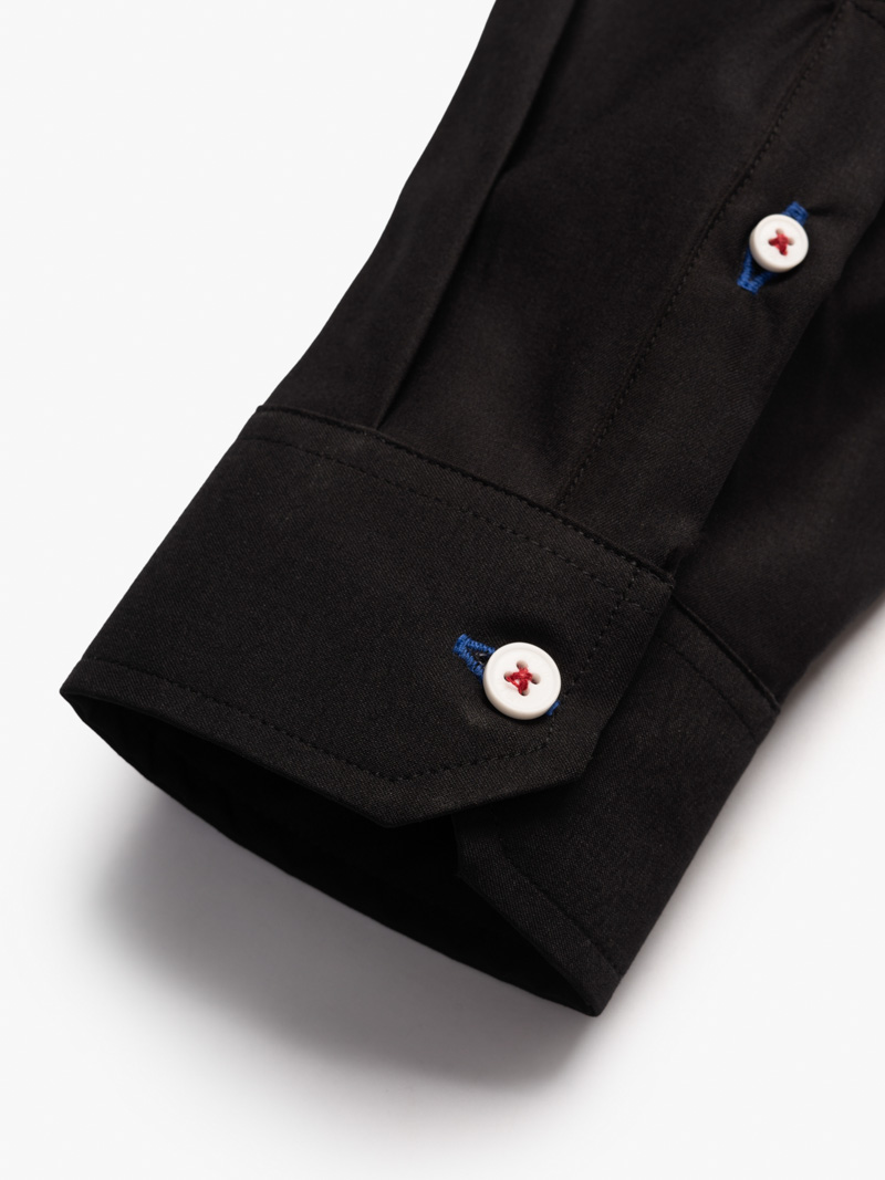 Áo Sơ Mi Slimfit Khuy Nổi SM130 Màu Đen