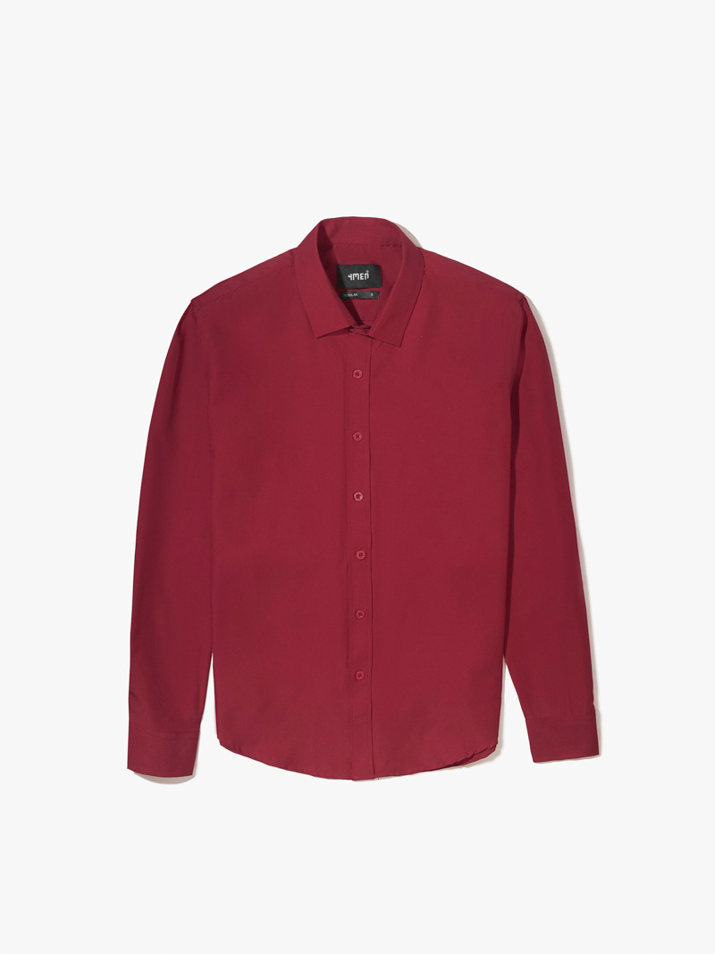 Áo Sơ Mi Trơn Tay Dài SM088 Màu Đỏ Đô