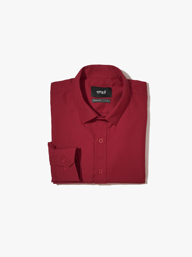 Áo Sơ Mi Trơn Tay Dài SM088 Màu Đỏ Đô