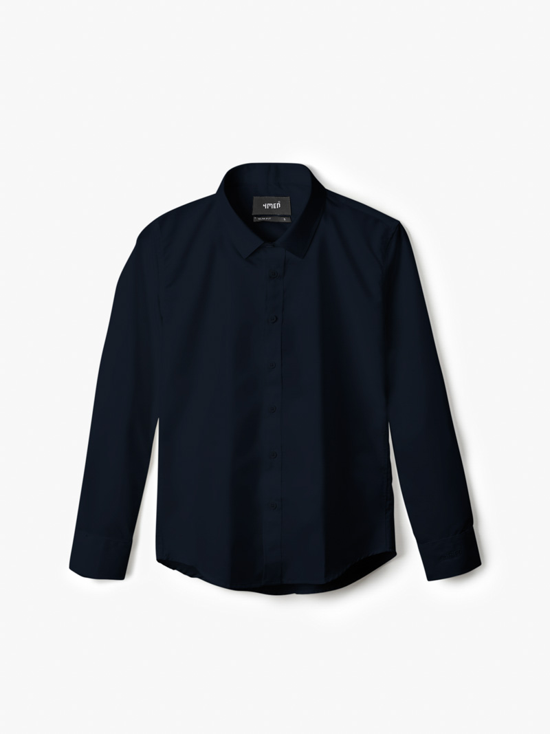 Áo Sơ Mi Trơn Vải Modal Ít Nhăn Form Slimfit SM079 Màu Xanh Đen