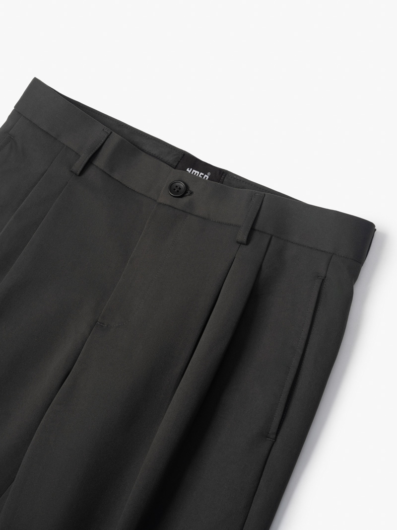 Quần Tây Xếp Li Thêu Form Slimfit Crop QT055 Màu Rêu